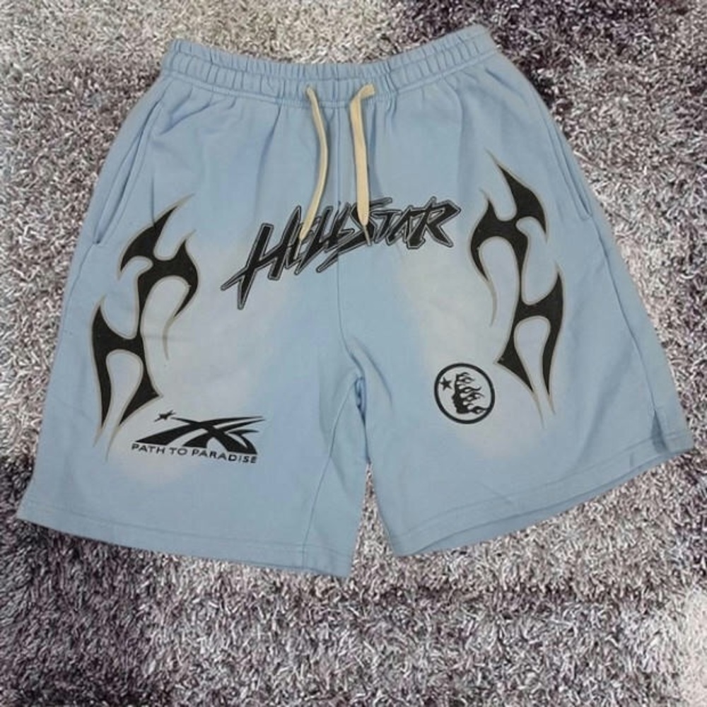 Hailstar Men's Light Blue Graphic Athletic Shorts